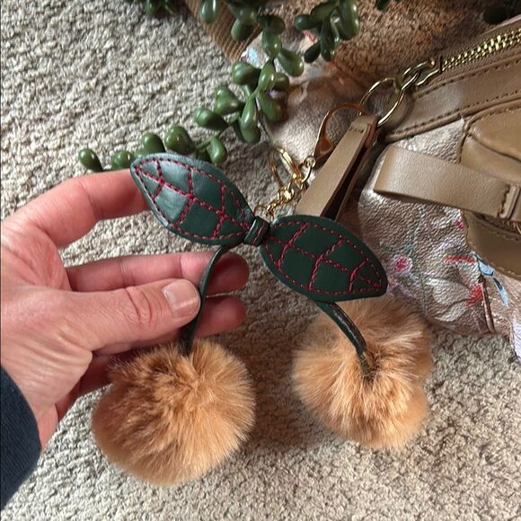 Designer LIKE Floral Tan Belt Bag with Pom Poms - Picture 4 of 12